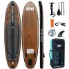 BM Paddle Board Inflatable Stand Up Paddle Board, SUP Paddleboard for Adult, Premium Accessories | Non-Slip EVA Deck & Foam Handles, Camera Mount, Double Action Pump, 85L Travel Backpack, Teak