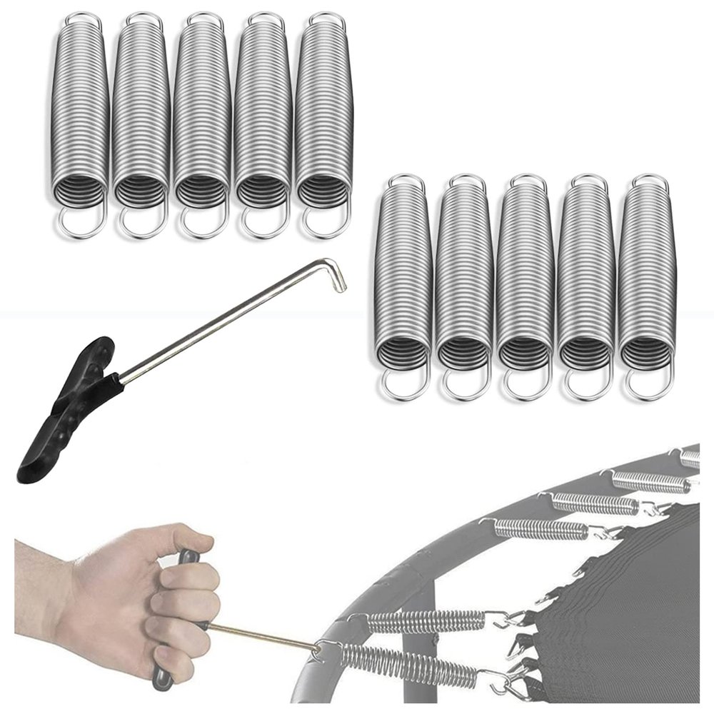 UVCMDUI Trampoline Replacement Springs 3.5" 3.9" 4.6" 5.1" 5.5" 6.5" 7" 8.3", Trampoline Springs Heavy Duty Galvanised Steel with Trampoline Spring Tool, Trampoline Spare Parts,10 pack,100mm/3.9in