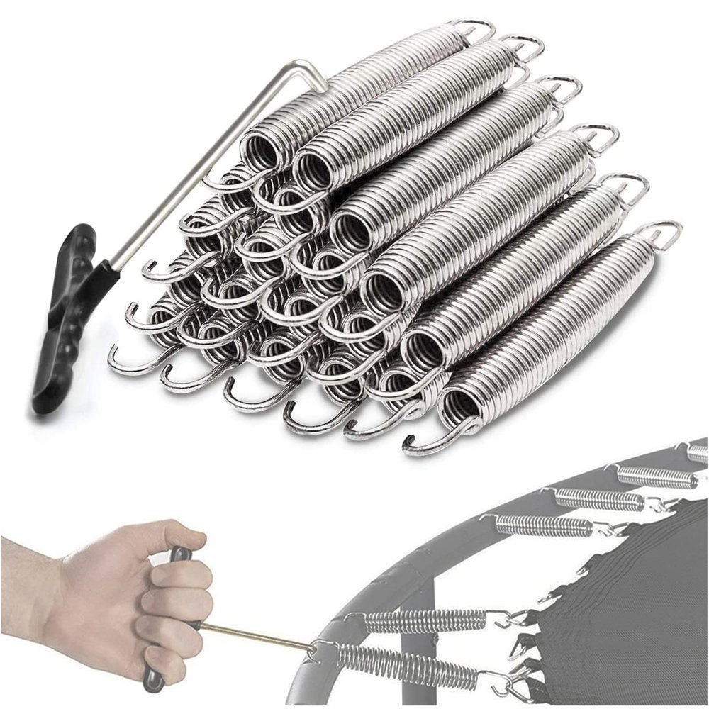 UVCMDUI 20 Pack Trampoline Springs 3.5" 3.9" 4.6" 5.1" 5.5" 6.5" 7" 8.3", Trampoline Replacement Spare Parts with Spring Puller Hook Tool, Rust Resistant Galvanised Steel,130mm/5.1in