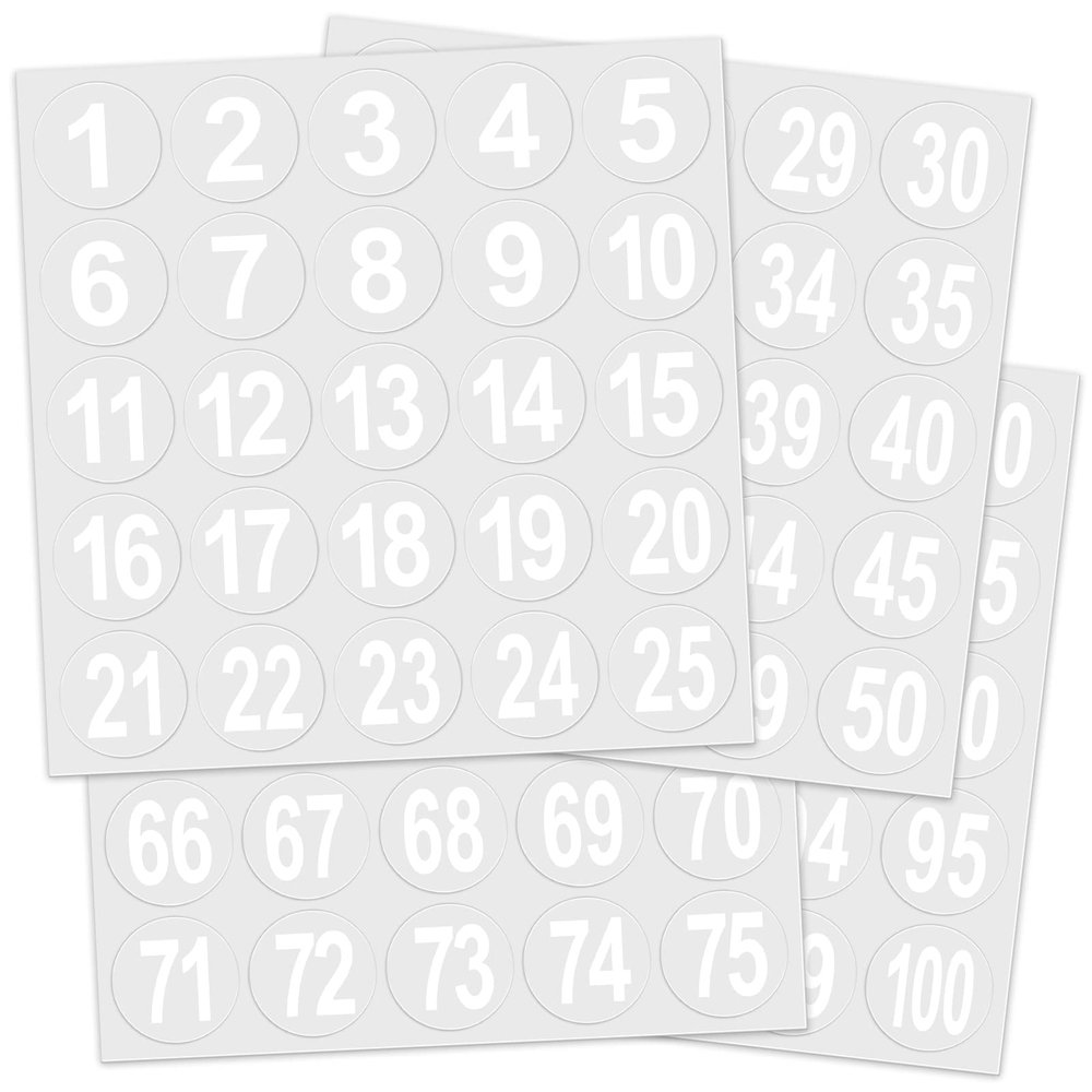 Teling White 400 Pcs Sports Helmet Numbers Sticker 1.5 Inches Baseball Football Helmet Decals Vinyl Hockey Numbers Decals Self Adhesive Softball Number Stickers for Hockey Batting Lacrosse