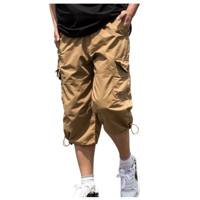 Ymosrh Mens Cargo Shorts, Work Shorts for Men Big and Tall Shorts Fashion Men's Casual Mid Waist Solid Color Pockets Outdoor Shorts Pants Shorts Stretch Stretch Black Long (5XL, Khaki)