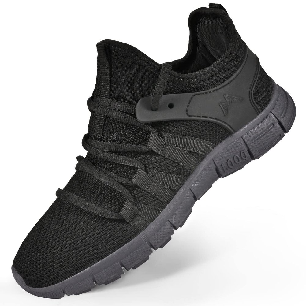 AOE Womens Walking Running Shoes Ultra Lightweight Breathable Mesh Tennis Shoes Non Slip Athletic Workout Gym Sneakers Black Gray 7women / 6men