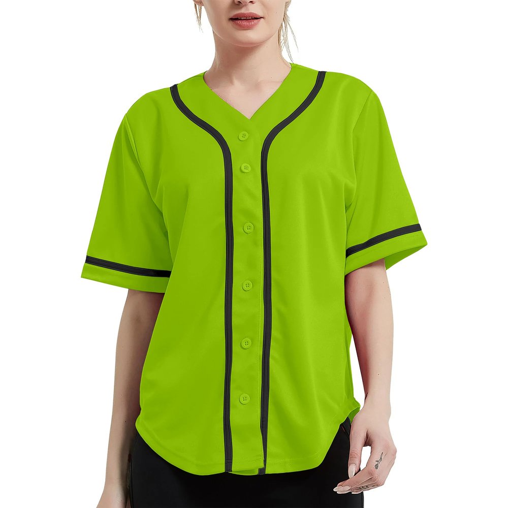 DIGITMON Women's Baseball Softball Jersey Button Down Premium Hip Hop T Shirts Uniform NEONBLACK, 2X-Large