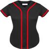 DIGITMON Women's Baseball Softball Jersey Button Down Premium Hip Hop T Shirts Uniform BlackRed, Large view 2