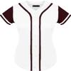DIGITMON Women's Baseball Softball Jersey Button Down Premium Hip Hop T Shirts Uniform WHITEBURGUNDY, X-Small view 2