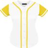DIGITMON Women's Baseball Softball Jersey Button Down Premium Hip Hop T Shirts Uniform WHITEYELLOW, Large view 2