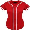 DIGITMON Women's Baseball Softball Jersey Button Down Premium Hip Hop T Shirts Uniform Redwhite, Large view 2