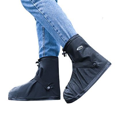 Rain Shoe Covers Waterproof Rain Boot Shoe Cover PVC Rubber Sole Reusable Anti-Slip Rain Snow Boots Overshoes Gear Shoes Durable Mud-Proof Shoe Protector for Cycling Outdoor Travel (Black, M)