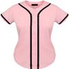 DIGITMON Women's Baseball Softball Jersey Button Down Premium Hip Hop T Shirts Uniform PINKBLACK, Large view 2