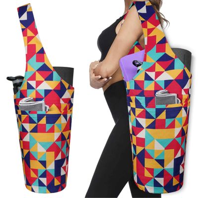 BagYG Yoga Mat Bag - Long Tote with Pockets - Holds More Yoga Accessories - Yoga Bag Fit Most Size Mats - Colourful Geometric Yoga Mat Carrier,BagYG-31066266,37''x15.5''
