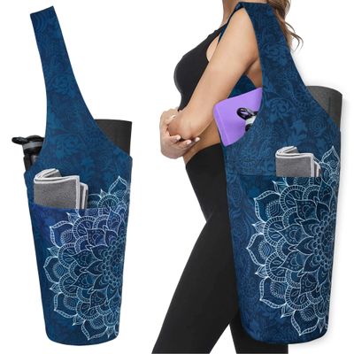 BagYG Yoga Mat Bag - Long Tote with Pockets - Holds More Yoga Accessories - Yoga Bag Fit Most Size Mats - Mandala Blue Yoga Mat Carrier,BagYG-31066580,37''x15.5''