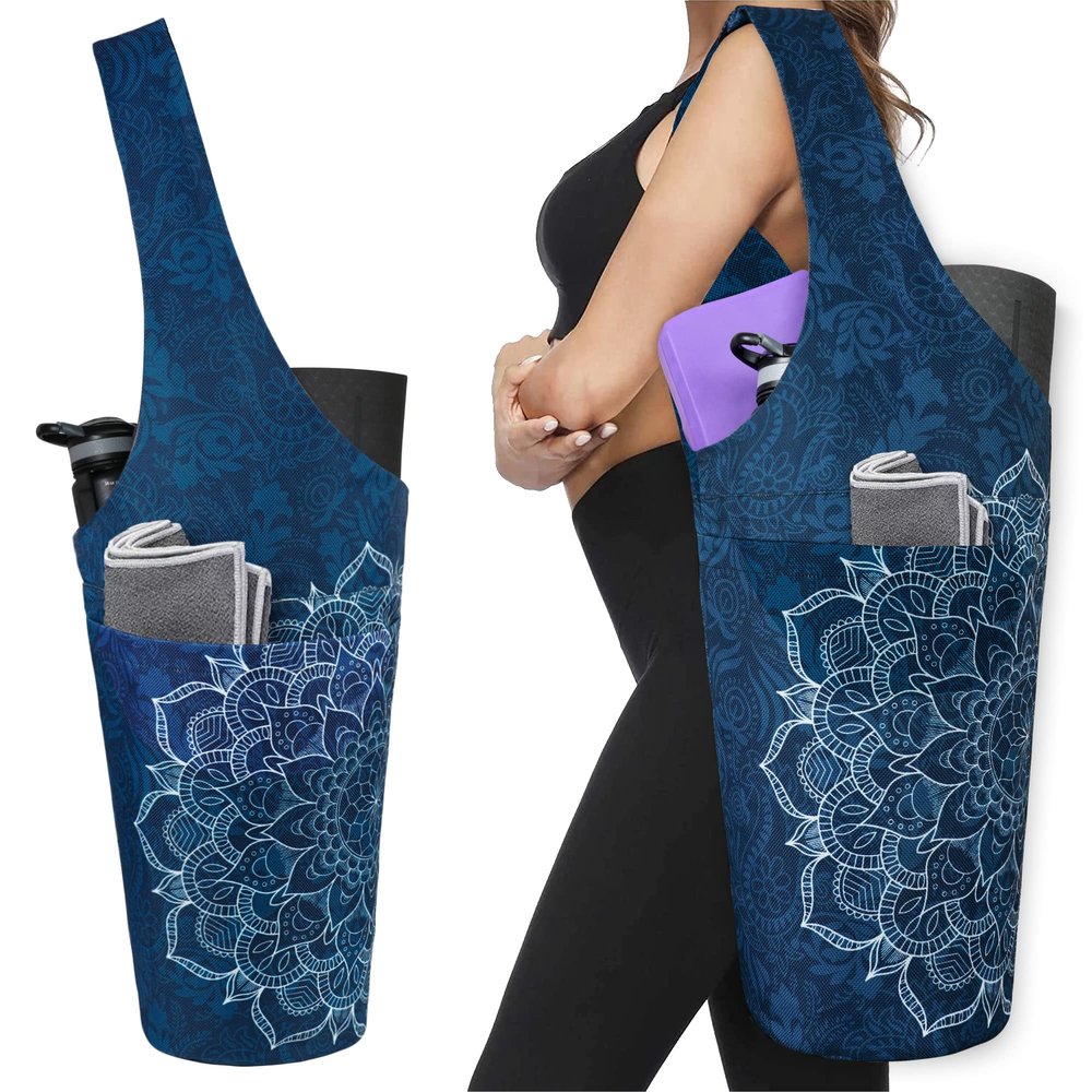 BagYG Yoga Mat Bag - Long Tote with Pockets - Holds More Yoga Accessories - Yoga Bag Fit Most Size Mats - Mandala Blue Yoga Mat Carrier,BagYG-31066580,37''x15.5''