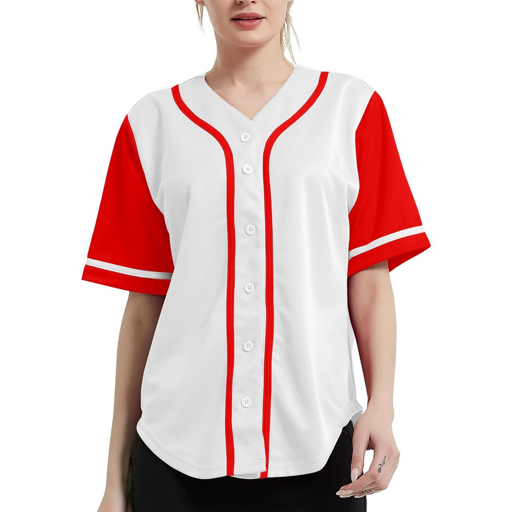 DIGITMON Women's Baseball Softball Jersey Button Down Premium Hip Hop T Shirts Uniform WHITERED, Small