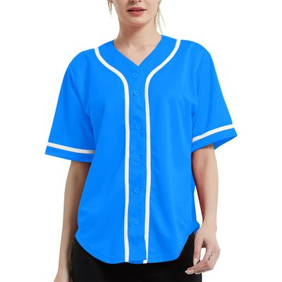 DIGITMON Women's Baseball Softball Jersey Button Down Premium Hip Hop T Shirts Uniform TURQWHITE, 2X-Large
