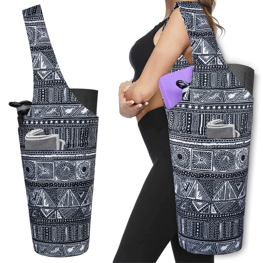 BagYG Yoga Mat Bag - Long Tote with Pockets - Holds More Yoga Accessories - Yoga Bag Fit Most Size Mats - Tribal Print Yoga Mat Carrier,BagYG-31066269,37''x15.5''