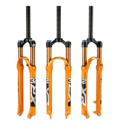ZECHAO 26 27.5 29inch Mountain Fork 120mm Travel,1-1/8" Straight Tube Mountain Bike Suspension Fork 9 * 100mm Axle Manual Lock Air Shocks (Color : Orange, Size : 27.5inch)