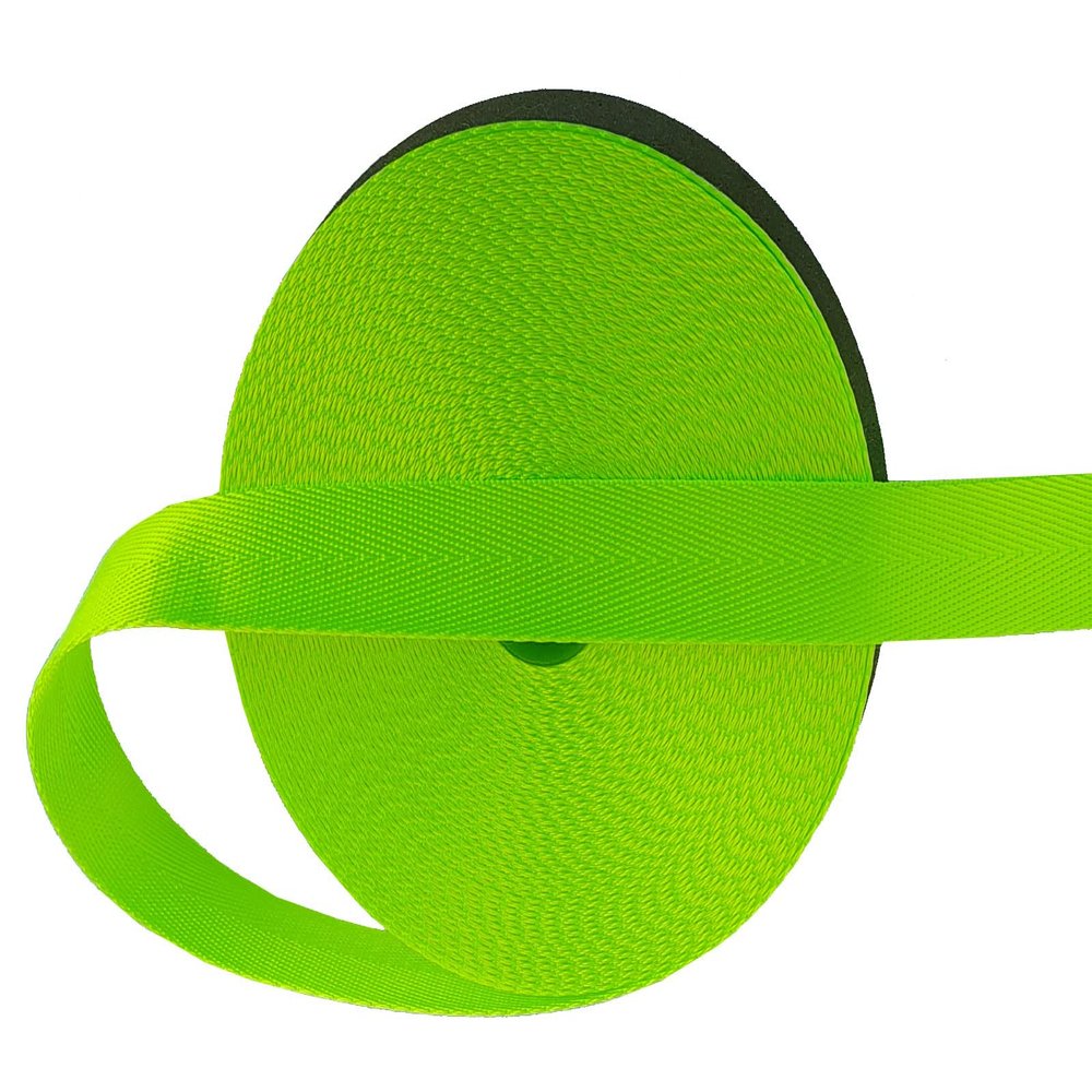 ABOKOY 1 Inch Nylon Webbing Strap 15 Yards Nylon Strap Webbing for Backpack Strap Pet Collar Indoor Outdoor Craft DIY Repair (1029 Neon Green)