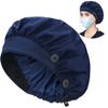 ABAMERICA Bouffant Caps with Button and Sweatband, Adjustable Scrub Caps for Women Men, Single Satin Layer view 1