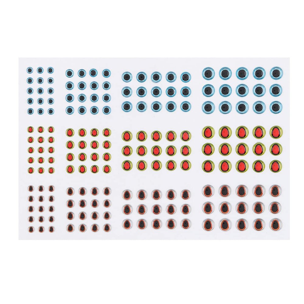 OriGlam 183pcs Fishing Lure Eye 4D Lifelike Realistic Artificial Fake Eyes, Fly Tying Lure Baits Fish Eyes Fishing Lure Eyes for DIY Making Fishing Bait Fly Tying Fishing 3/4/5/6mm