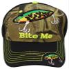 Bite Me Fishing Lure Fish Bass Camouflage Front Black Back Embroidered Cap Hat view 3