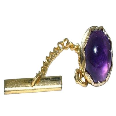 10mm Round Amethyst Cabochon Cab Gemstone Gem Gold Color Tie Tack EPTT378/31223
