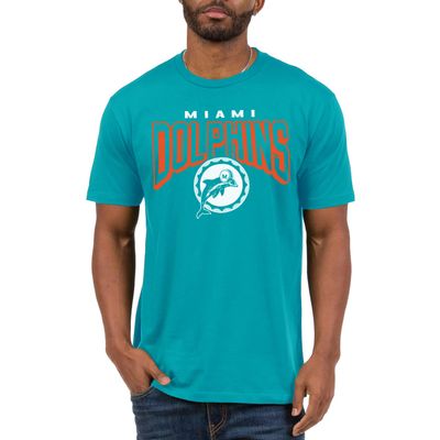 Junk Food Standard Clothing x Bold Logo-Short Sleeve Fan Shirt for Men and Women Officially Licensed NFL Apparel, Miami Dolphins-Aqua