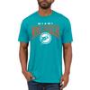 Junk Food Standard Clothing x Bold Logo-Short Sleeve Fan Shirt for Men and Women Officially Licensed NFL Apparel, Miami Dolphins-Aqua view 1
