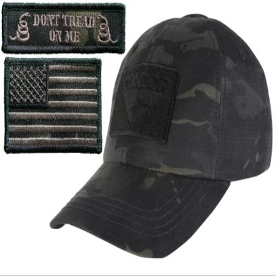 Gadsden and Culpeper Multicam-Black Tactical Patch & Hat Bundle (USA/DTOM Patches)