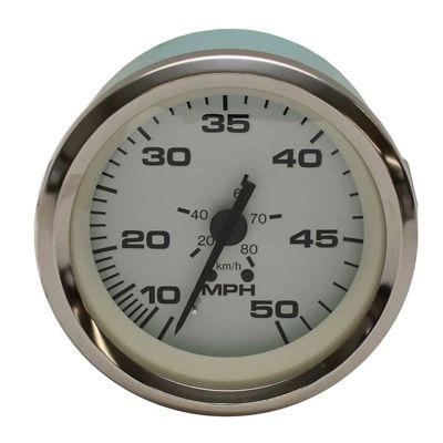 VeeThree Boat Speedometer Gauge 67702F | 3 1/4 Inch Silver White