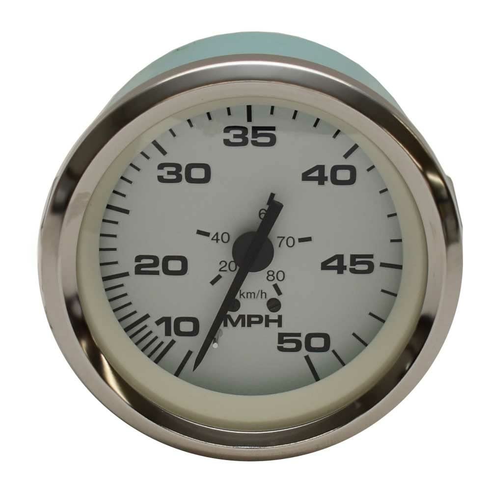 VeeThree Boat Speedometer Gauge 67702F | 3 1/4 Inch Silver White