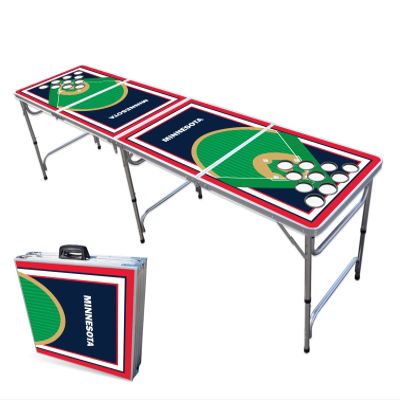 8-Foot Professional Beer Pong Table w/Cup Holes - Minnesota Baseball Diamonds