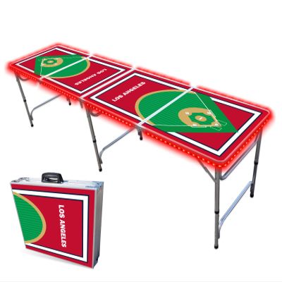 8-Foot Professional Beer Pong Table w/LED Lights - Los Angeles Baseball Diamonds