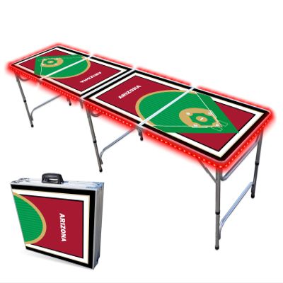 8-Foot Professional Beer Pong Table w/LED Lights - Arizona Baseball Diamonds