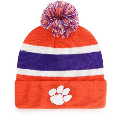 47 Clemson Tigers Orange Cuff Breakaway Beanie Hat with Pom - NCAA Cuffed Winter Knit Toque Cap