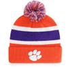 47 Clemson Tigers Orange Cuff Breakaway Beanie Hat with Pom - NCAA Cuffed Winter Knit Toque Cap view 1