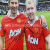 Ryan Giggs & Paul Scholes Hand Signed Autograph Manchester United Football Soccer Memorabilia Photo In Luxury Handmade Wooden Display & Certificate of Authenticity view 3