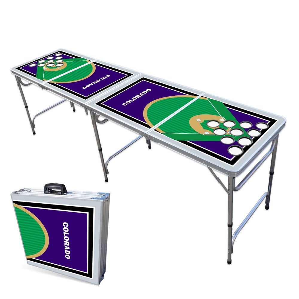 8-Foot Professional Beer Pong Table w/Cup Holes - Colorado Baseball Diamonds