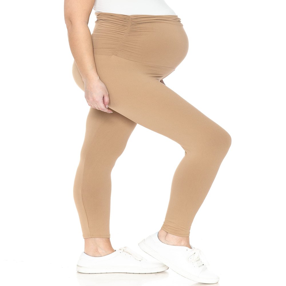 Leggings Depot Women's Maternity Leggings Over The Belly Pregnancy Casual Yoga Tights (Khaki, Medium)
