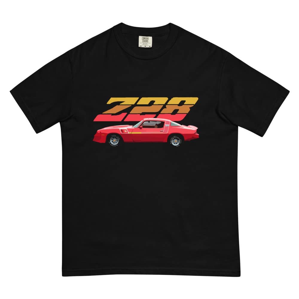 1980 Chevy Camaro Z28 Red Muscle car Club Custom Mens Garment-Dyed Heavyweight t-Shirt