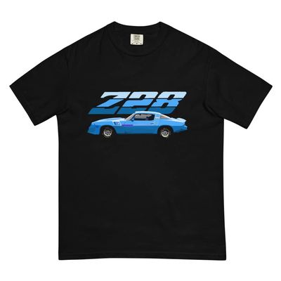 1980 Camaro Z28 Classic Car Club Custom Mens Garment-Dyed Heavyweight t-Shirt Black