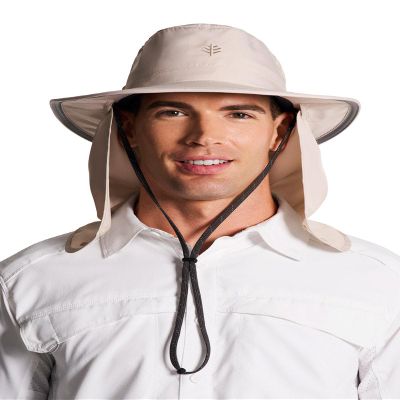 Floating Boating Hat with Neck Drape - UPF 50+ Sun Protection - Convertible in Stone