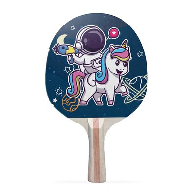 TigerTail Sports Unicorn Astronaut Colorful Design Ping Pong Paddle, Premium 5 Ply Table Tennis Racket (Black on Back)