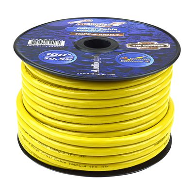 Audiopipe Marine 4 Gauge Power Cable Flexible Tinned Copper, Marine Grade, Yellow 100 feet (TMPC-4-100TCY)