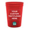 Custom Disposable Plastic Cups 12 oz. Set of 50, Personalized Bulk Pack - Perfect for Summer, Sporting Events, Birthdays, Weddings, Picnic, Beach, Parties - Red view 1