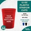 Custom Disposable Plastic Cups 12 oz. Set of 50, Personalized Bulk Pack - Perfect for Summer, Sporting Events, Birthdays, Weddings, Picnic, Beach, Parties - Red view 2