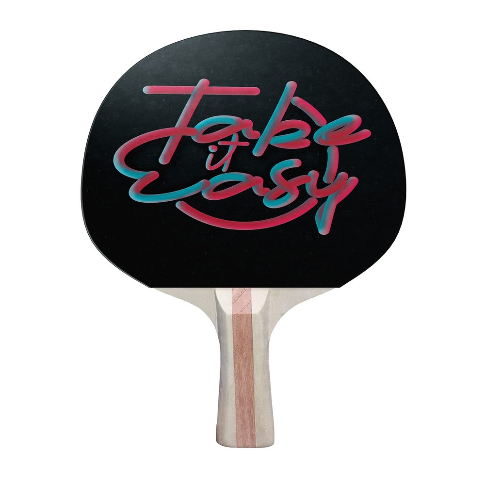 TigerTail Sports Take It Easy Colorful Design Ping Pong Paddle, Premium 5 Ply Table Tennis Racket (Red on Back)