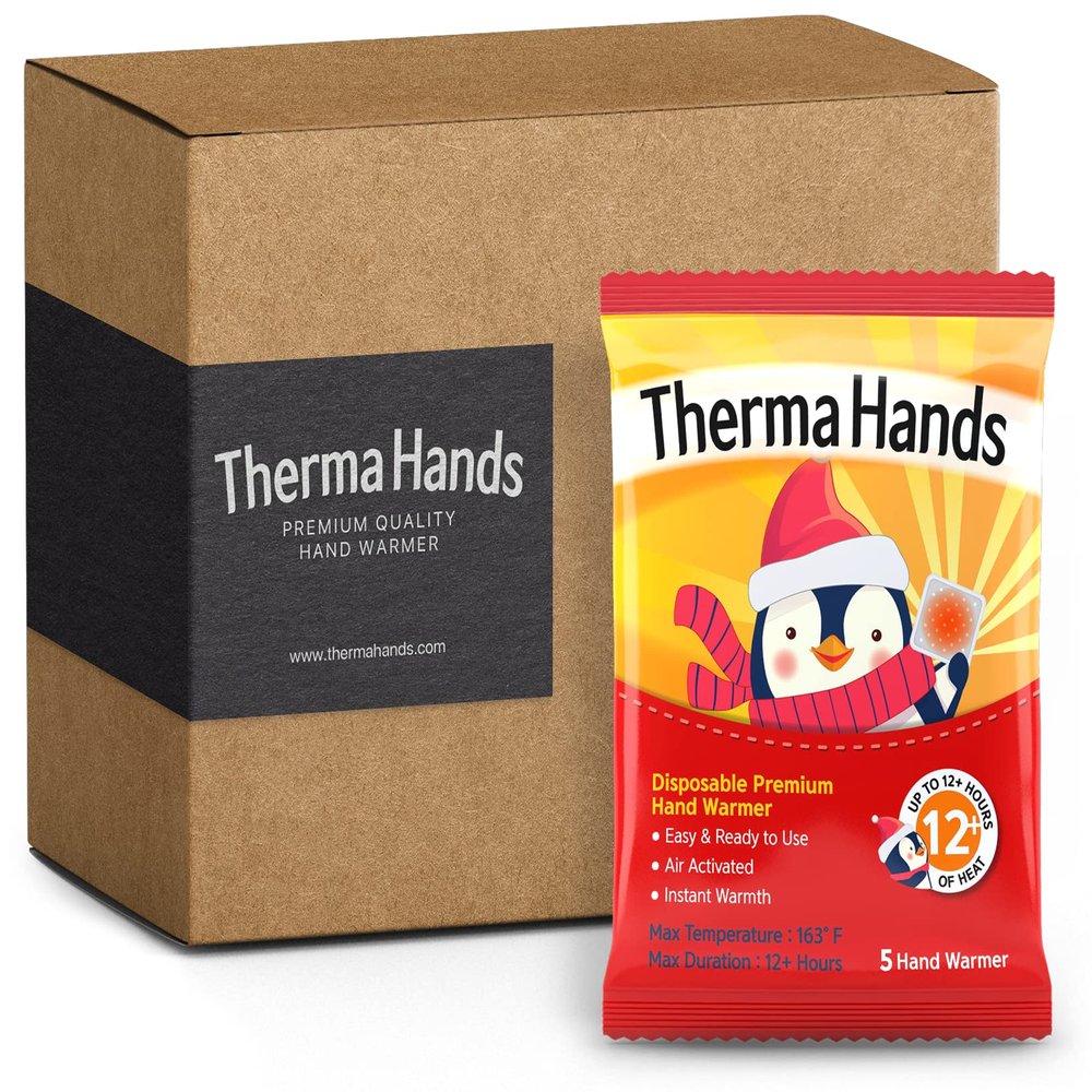 Hand Warmers (5 Packs) - Premium (Size: 3.5 inch x 4 inch, Duration: 12+ Hours, Max Temp: 163 F) Air-Activated, Convenient, Safe, Single Use, Natural, Odorless, & Long Lasting Hand Warmers Disposable