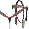 Western Horse Headstall Bridle Breast Collar Tack Set Leather Floral Tooled Handmade Full Cob Pony Breastplate ME-HBC-016 (Pony) view 1