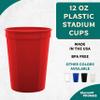 DISCOUNT PROMOS Disposable Plastic Cups 12 oz. Set of 10, Bulk Pack - Perfect for Summer, Sporting Events, Birthdays, Weddings, Picnic, Beach, Parties - Red view 2
