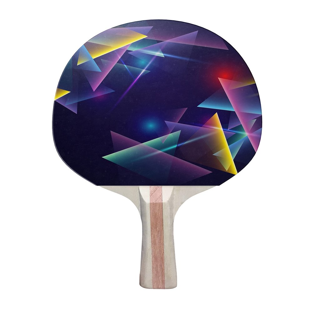 TigerTail Sports Neon Lights Colorful Design Ping Pong Paddle, Premium 5 Ply Table Tennis Racket (Black on Back)